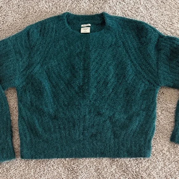 Cozy Dark Teal Abercrombie & Fitch Crewneck Sweater Alpaca Blend - Picture 3 of 3